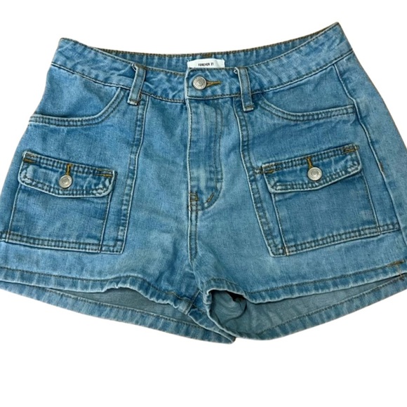 Denim Blue High-Waisted Shorts - Picture 1 of 7